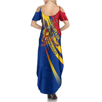 Romania Flag Day Summer Maxi Dress Libertate Ziua Drapelului - Eagle Patriotic Tricolor Floral