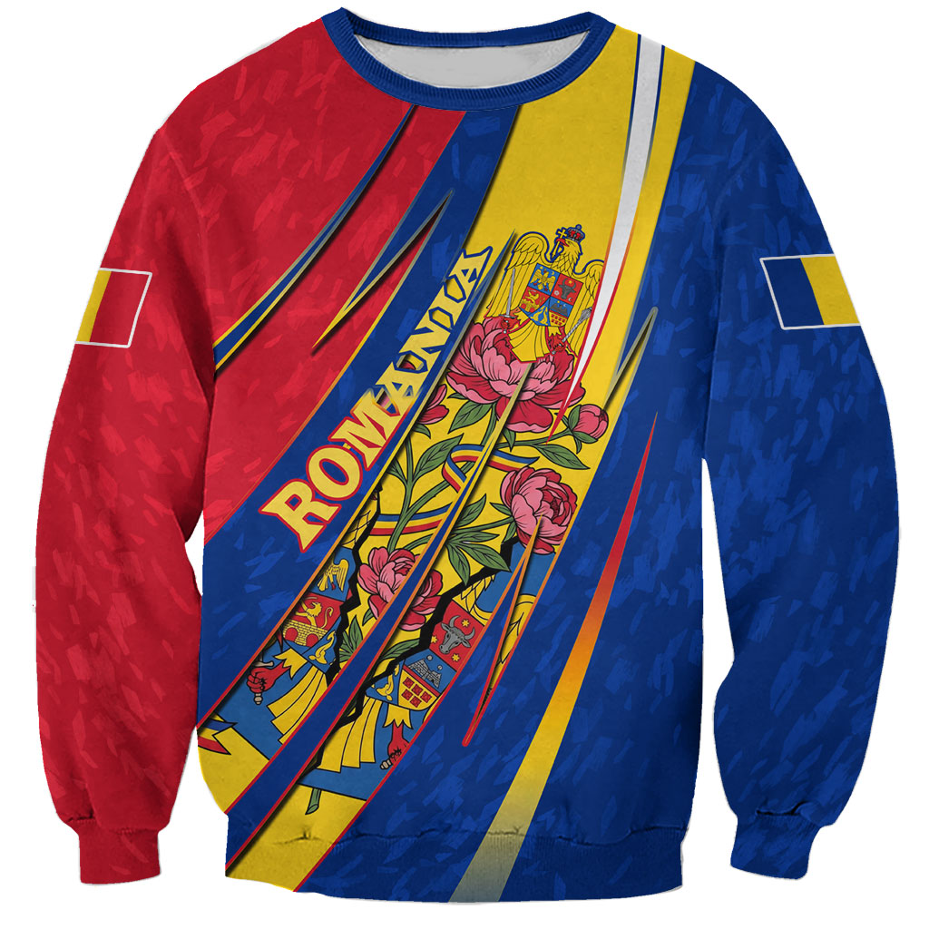 Romania Flag Day Sweatshirt Libertate Ziua Drapelului - Eagle Patriotic Tricolor Floral