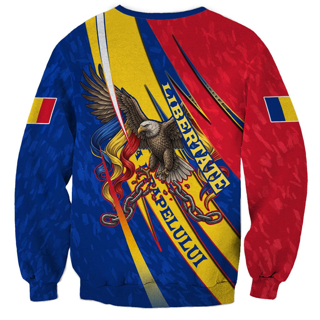 Romania Flag Day Sweatshirt Libertate Ziua Drapelului - Eagle Patriotic Tricolor Floral