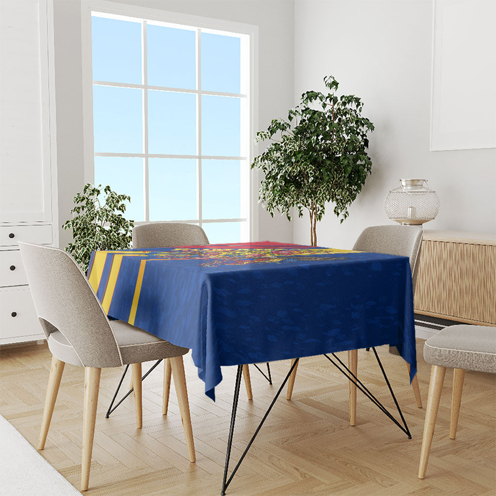Romania Flag Day Tablecloth Libertate Ziua Drapelului - Eagle Patriotic Tricolor Floral