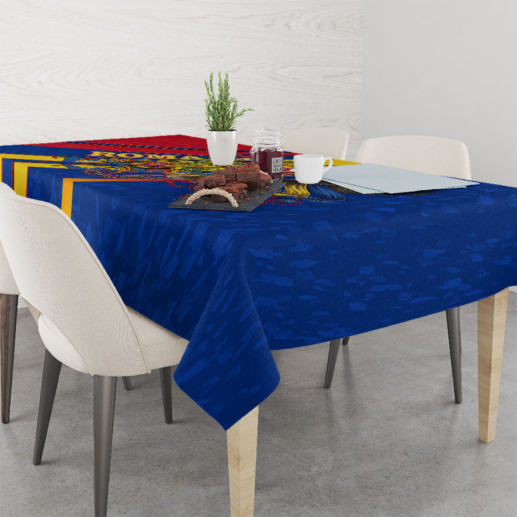 Romania Flag Day Tablecloth Libertate Ziua Drapelului - Eagle Patriotic Tricolor Floral