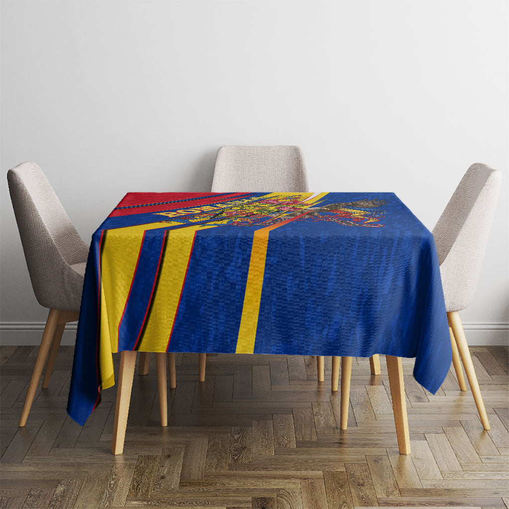 Romania Flag Day Tablecloth Libertate Ziua Drapelului - Eagle Patriotic Tricolor Floral