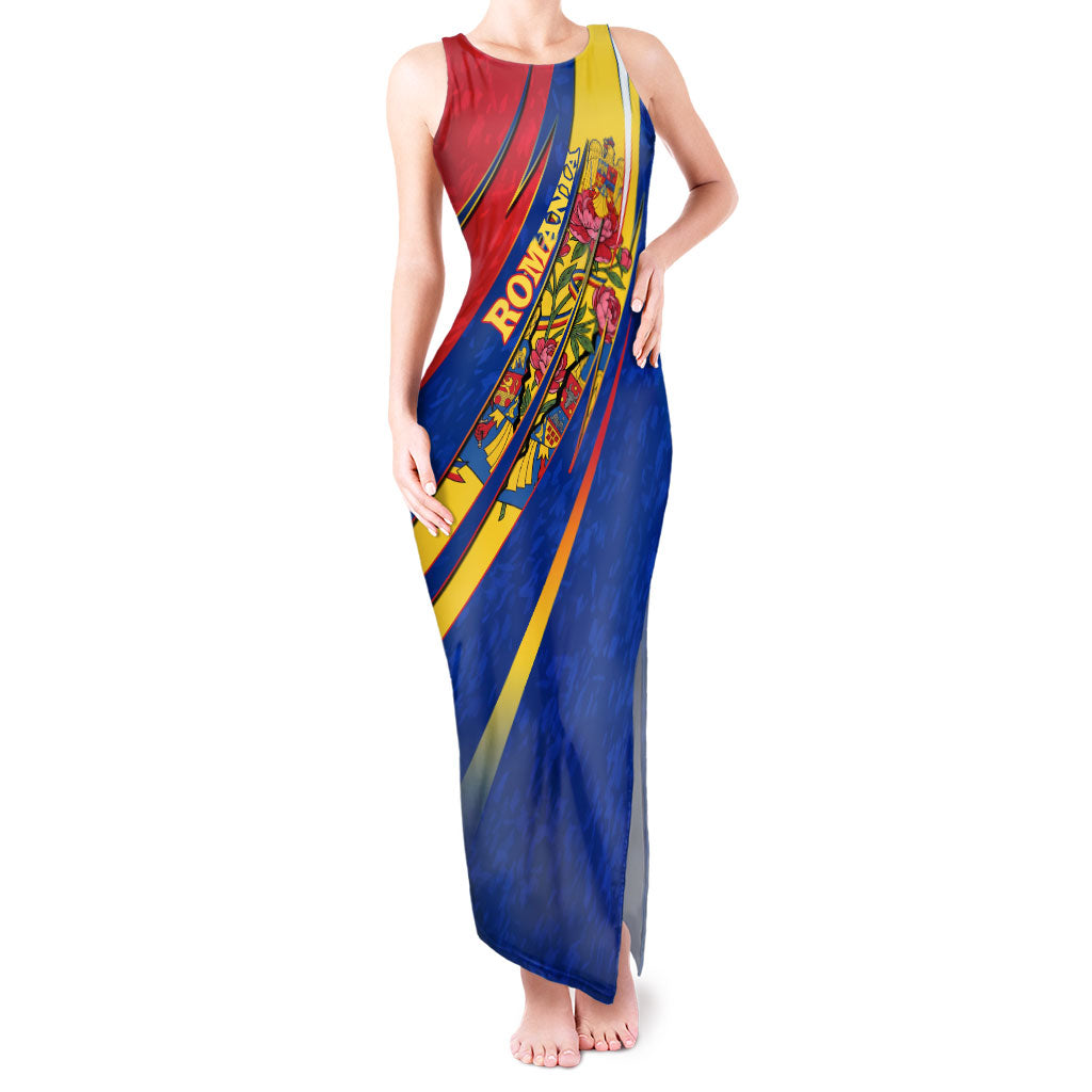 Romania Flag Day Tank Maxi Dress Libertate Ziua Drapelului - Eagle Patriotic Tricolor Floral