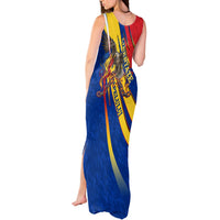 Romania Flag Day Tank Maxi Dress Libertate Ziua Drapelului - Eagle Patriotic Tricolor Floral
