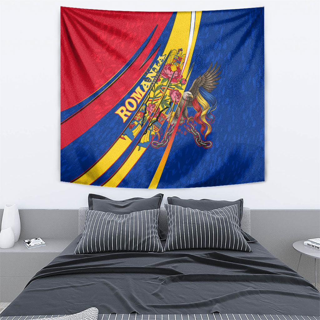 Romania Flag Day Tapestry Libertate Ziua Drapelului - Eagle Patriotic Tricolor Floral