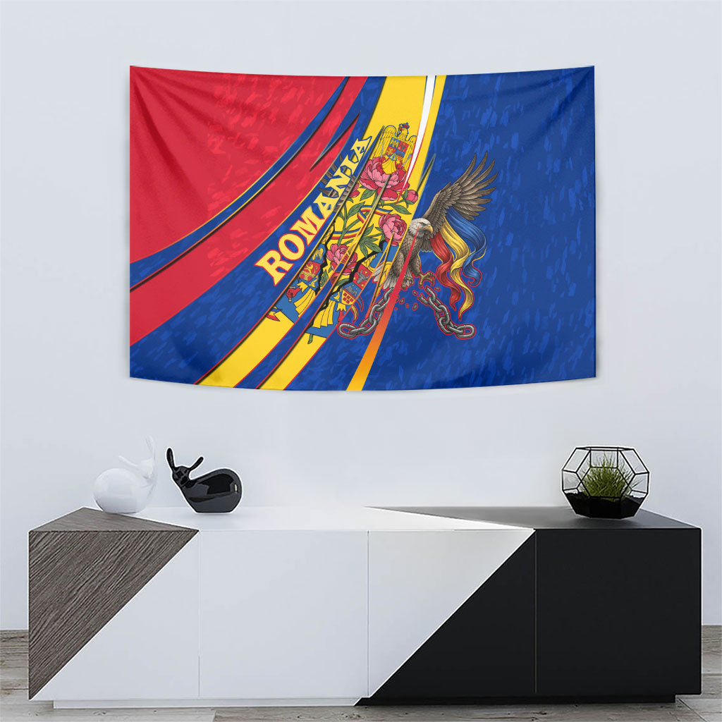 Romania Flag Day Tapestry Libertate Ziua Drapelului - Eagle Patriotic Tricolor Floral