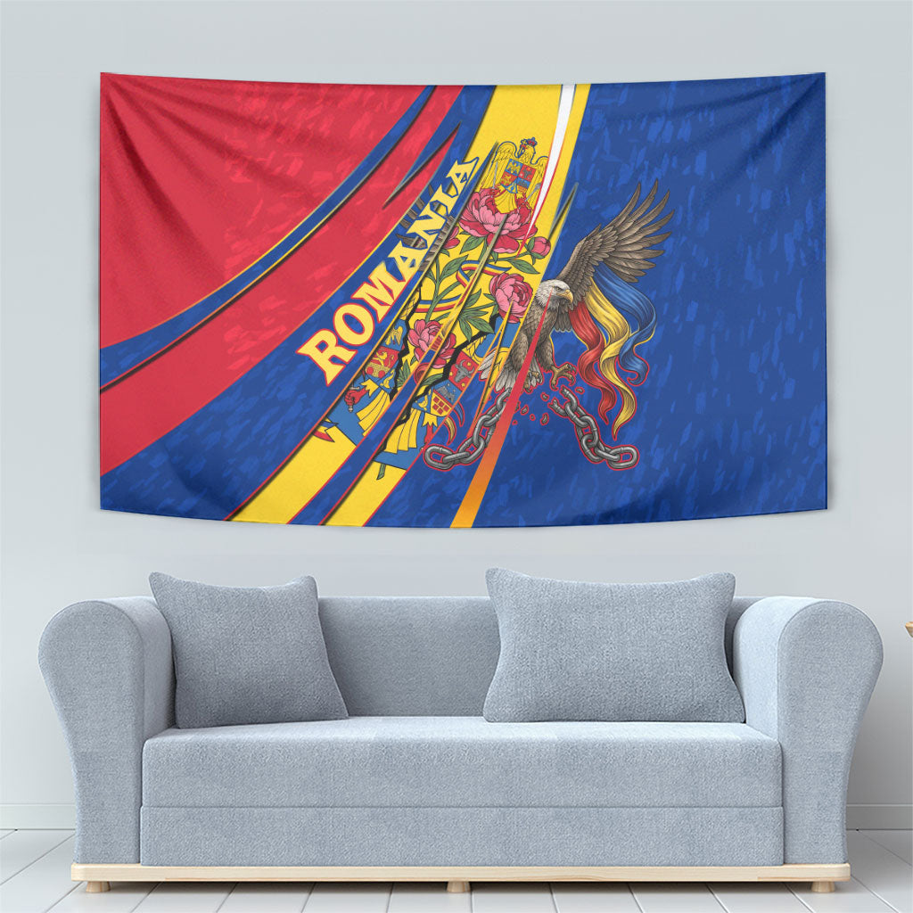 Romania Flag Day Tapestry Libertate Ziua Drapelului - Eagle Patriotic Tricolor Floral