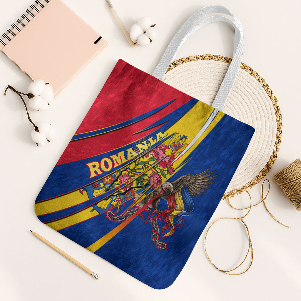 Romania Flag Day Tote Bag Libertate Ziua Drapelului - Eagle Patriotic Tricolor Floral