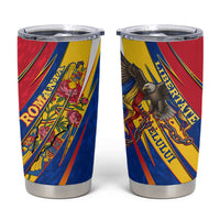 Romania Flag Day Tumbler Cup Libertate Ziua Drapelului - Eagle Patriotic Tricolor Floral