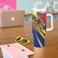 Romania Flag Day Tumbler With Handle Libertate Ziua Drapelului - Eagle Patriotic Tricolor Floral