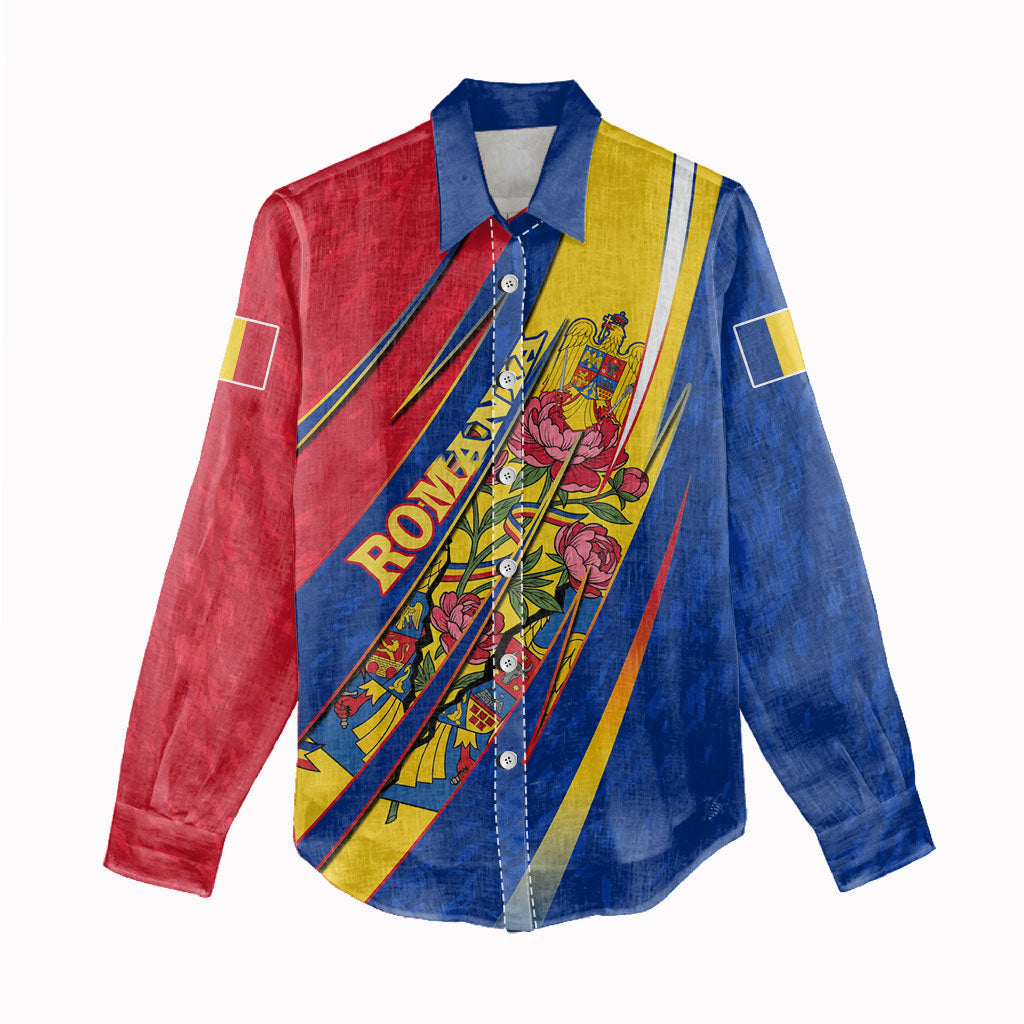 Romania Flag Day Women Casual Shirt Libertate Ziua Drapelului - Eagle Patriotic Tricolor Floral