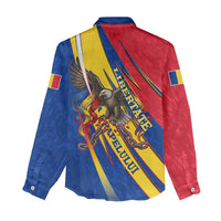 Romania Flag Day Women Casual Shirt Libertate Ziua Drapelului - Eagle Patriotic Tricolor Floral