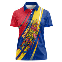 Romania Flag Day Women Polo Shirt Libertate Ziua Drapelului - Eagle Patriotic Tricolor Floral