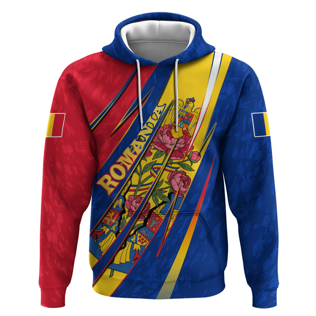 Romania Flag Day Zip Hoodie Libertate Ziua Drapelului - Eagle Patriotic Tricolor Floral