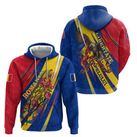 Romania Flag Day Zip Hoodie Libertate Ziua Drapelului - Eagle Patriotic Tricolor Floral