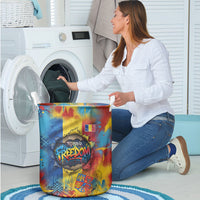 Romania Freedom Laundry Basket Flag Day June 26 - Raised Fist - Graffiti Style