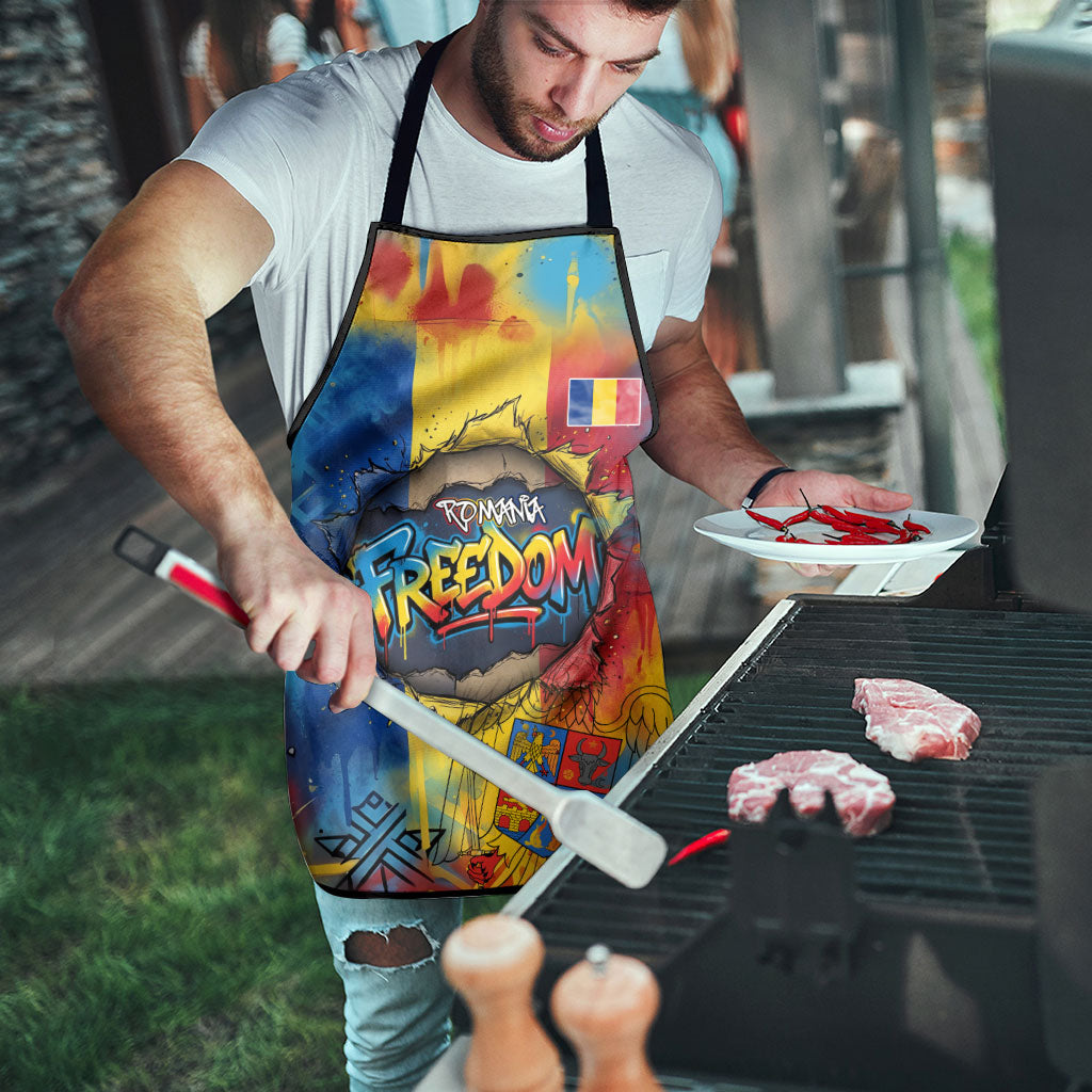 Romania Freedom Apron Flag Day June 26 - Raised Fist - Graffiti Style