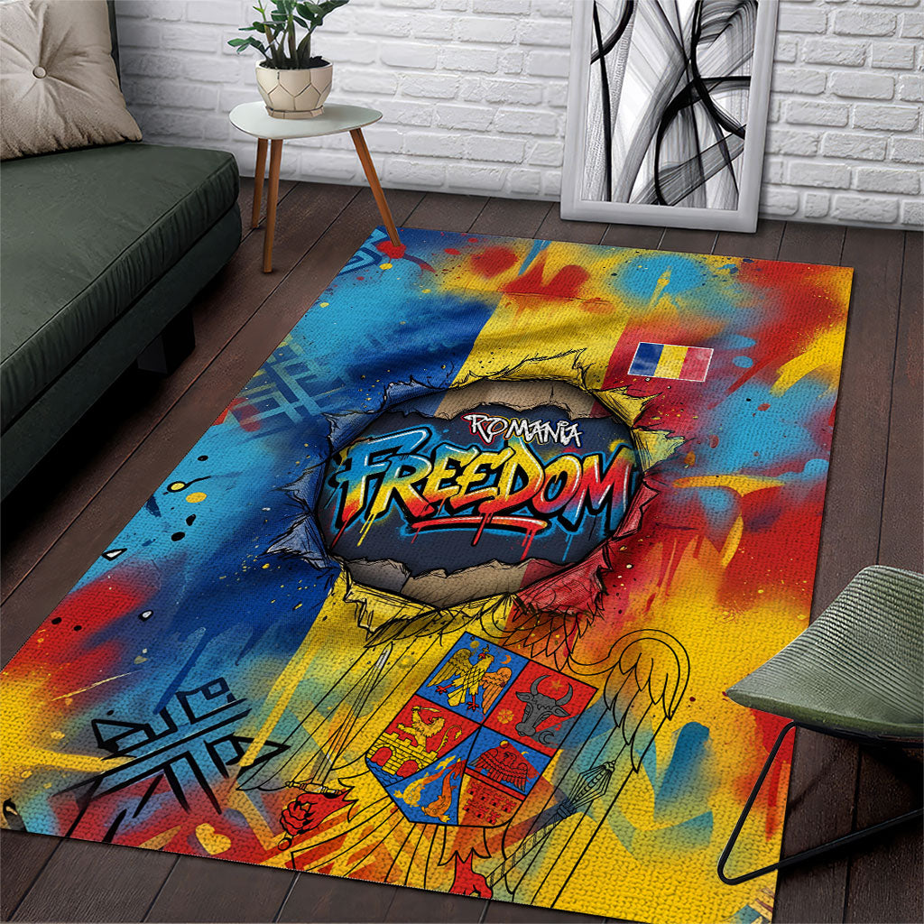 Romania Freedom Area Rug Flag Day June 26 - Raised Fist - Graffiti Style
