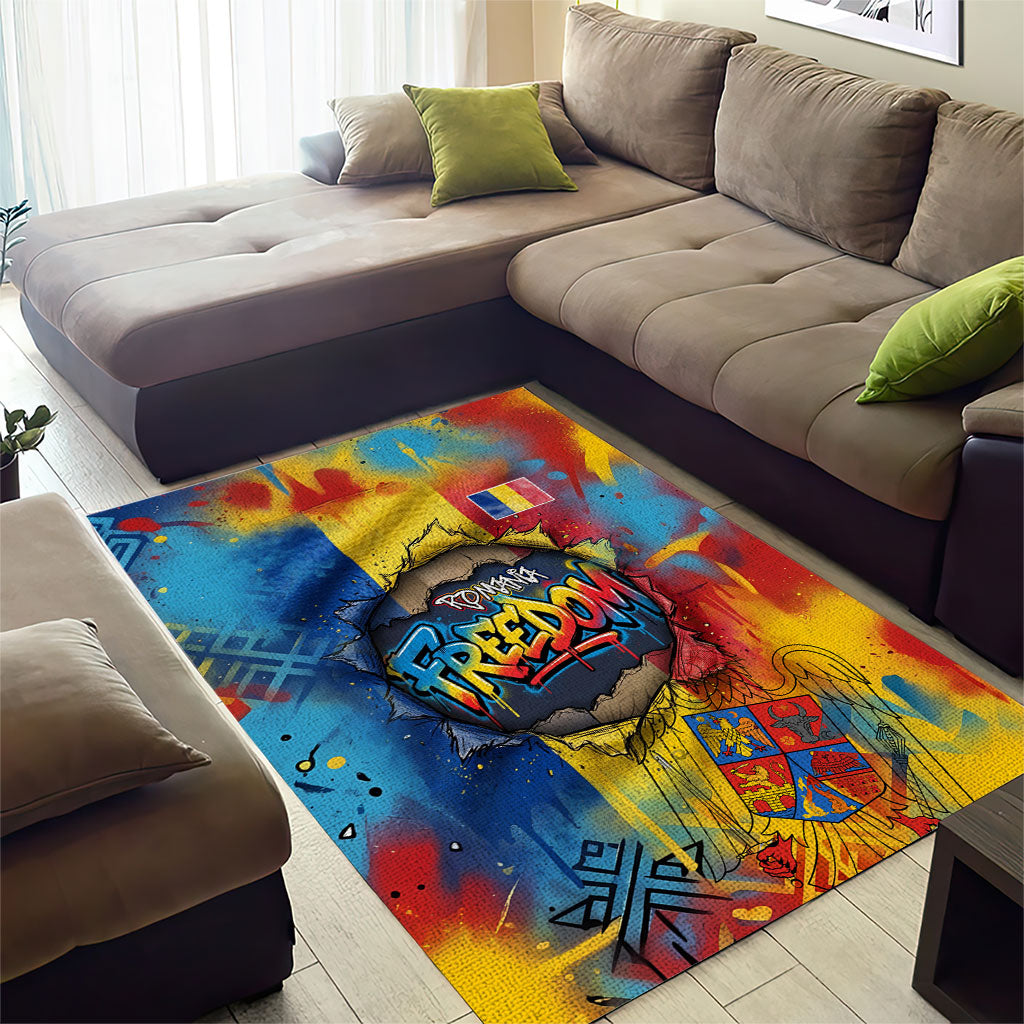 Romania Freedom Area Rug Flag Day June 26 - Raised Fist - Graffiti Style