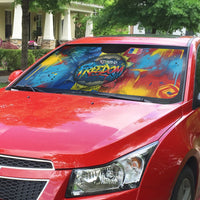 Romania Freedom Auto Sun Shade Flag Day June 26 - Raised Fist - Graffiti Style