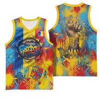 Romania Freedom Basketball Jersey Flag Day June 26 - Raised Fist - Graffiti Style
