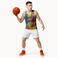 Romania Freedom Basketball Jersey Flag Day June 26 - Raised Fist - Graffiti Style