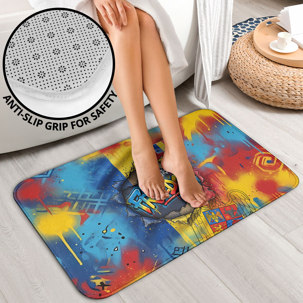 Romania Freedom Bathroom Set Flag Day June 26 - Raised Fist - Graffiti Style