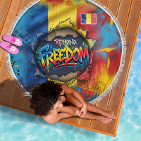 Romania Freedom Beach Blanket Flag Day June 26 - Raised Fist - Graffiti Style