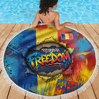 Romania Freedom Beach Blanket Flag Day June 26 - Raised Fist - Graffiti Style