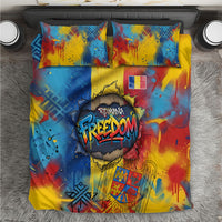 Romania Freedom Bedding Set Flag Day June 26 - Raised Fist - Graffiti Style