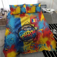 Romania Freedom Bedding Set Flag Day June 26 - Raised Fist - Graffiti Style