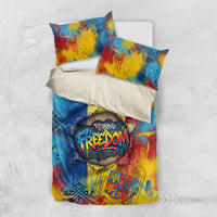 Romania Freedom Bedding Set Flag Day June 26 - Raised Fist - Graffiti Style