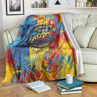 Romania Freedom Blanket Flag Day June 26 - Raised Fist - Graffiti Style