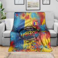 Romania Freedom Blanket Flag Day June 26 - Raised Fist - Graffiti Style