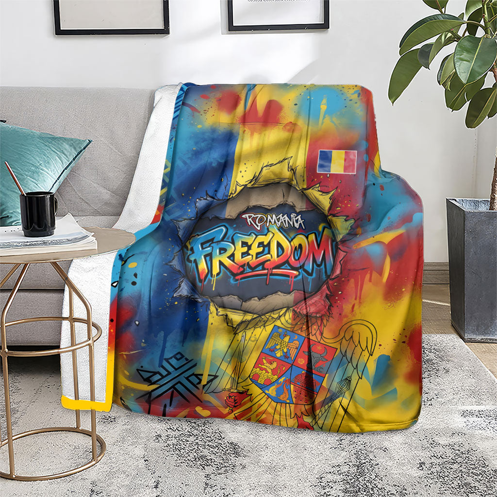 Romania Freedom Blanket Flag Day June 26 - Raised Fist - Graffiti Style