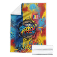 Romania Freedom Blanket Flag Day June 26 - Raised Fist - Graffiti Style