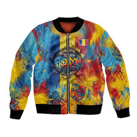 Romania Freedom Bomber Jacket Flag Day June 26 - Raised Fist - Graffiti Style