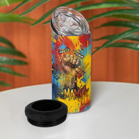 Romania Freedom 4 in 1 Can Cooler Tumbler Flag Day June 26 - Raised Fist - Graffiti Style