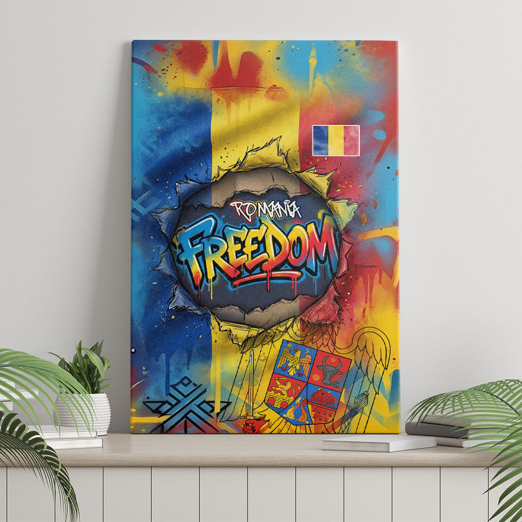 Romania Freedom Canvas Wall Art Flag Day June 26 - Raised Fist - Graffiti Style