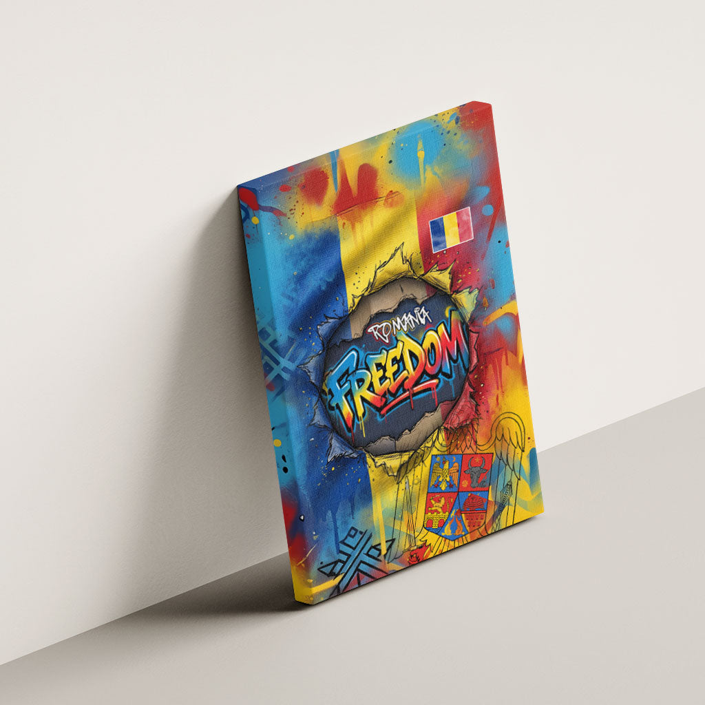 Romania Freedom Canvas Wall Art Flag Day June 26 - Raised Fist - Graffiti Style