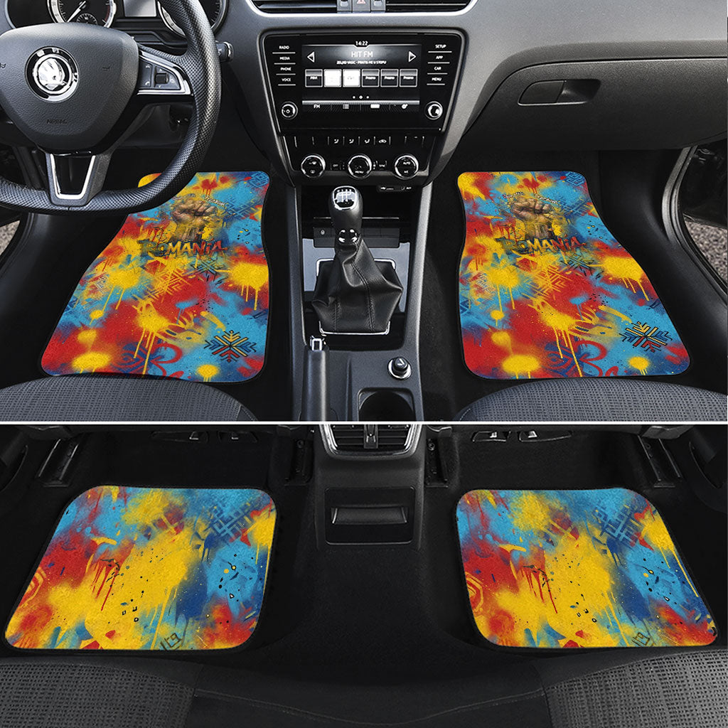 Romania Freedom Car Mats Flag Day June 26 - Raised Fist - Graffiti Style