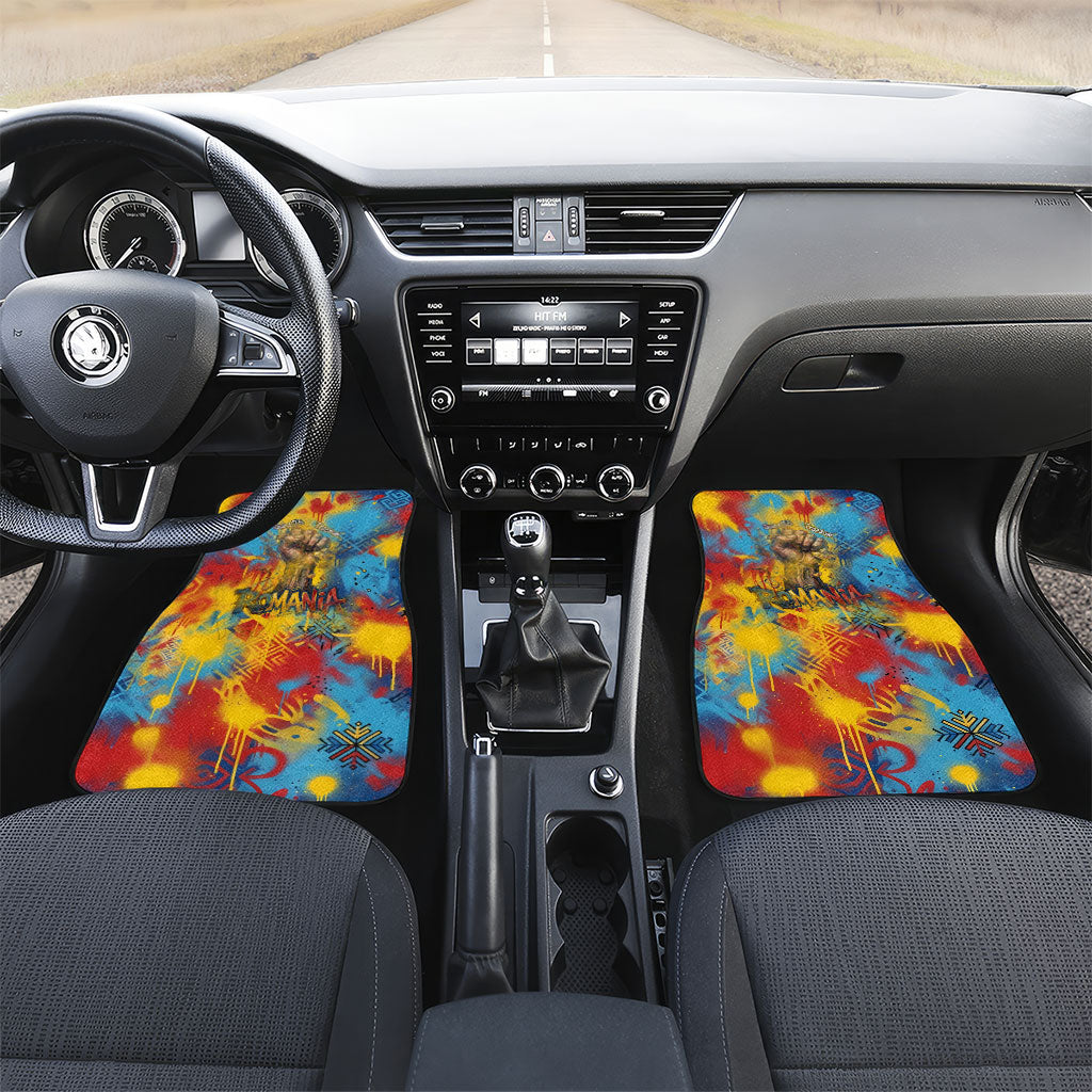 Romania Freedom Car Mats Flag Day June 26 - Raised Fist - Graffiti Style