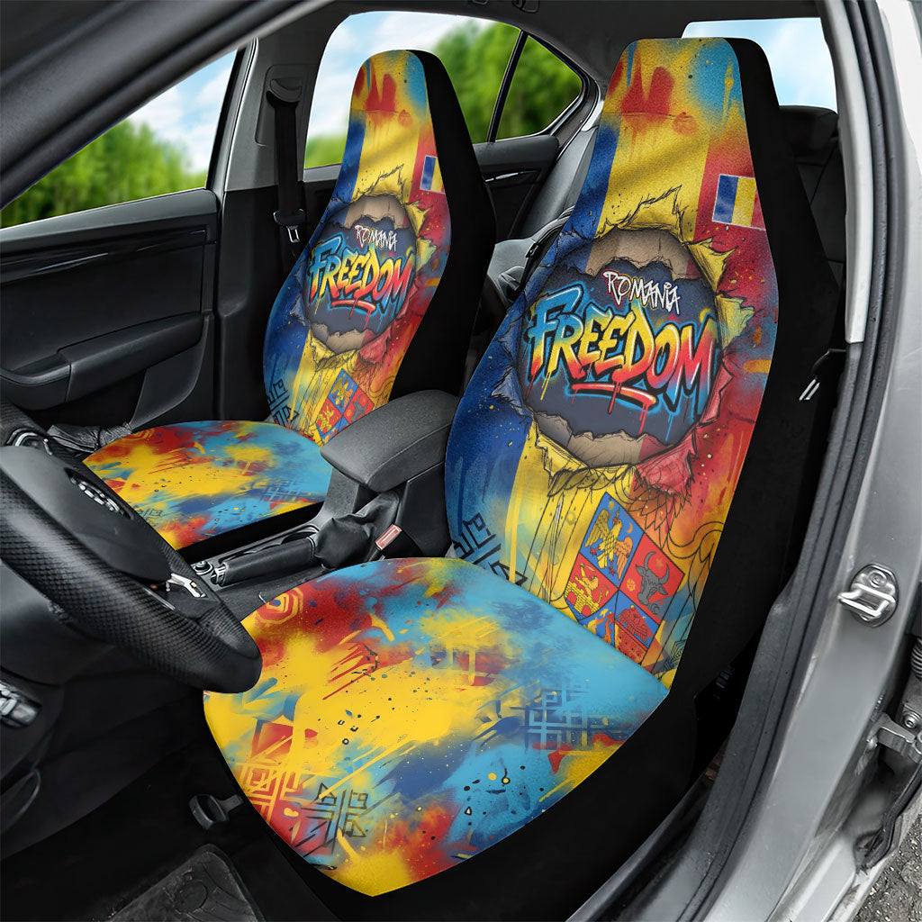 Romania Freedom Car Seat Cover Flag Day June 26 - Raised Fist - Graffiti Style