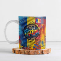 Romania Freedom Ceramic Mug Flag Day June 26 - Raised Fist - Graffiti Style