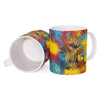 Romania Freedom Ceramic Mug Flag Day June 26 - Raised Fist - Graffiti Style