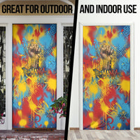 Romania Freedom Door Cover Flag Day June 26 - Raised Fist - Graffiti Style