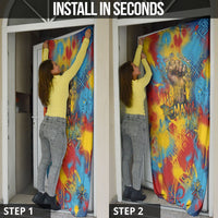 Romania Freedom Door Cover Flag Day June 26 - Raised Fist - Graffiti Style