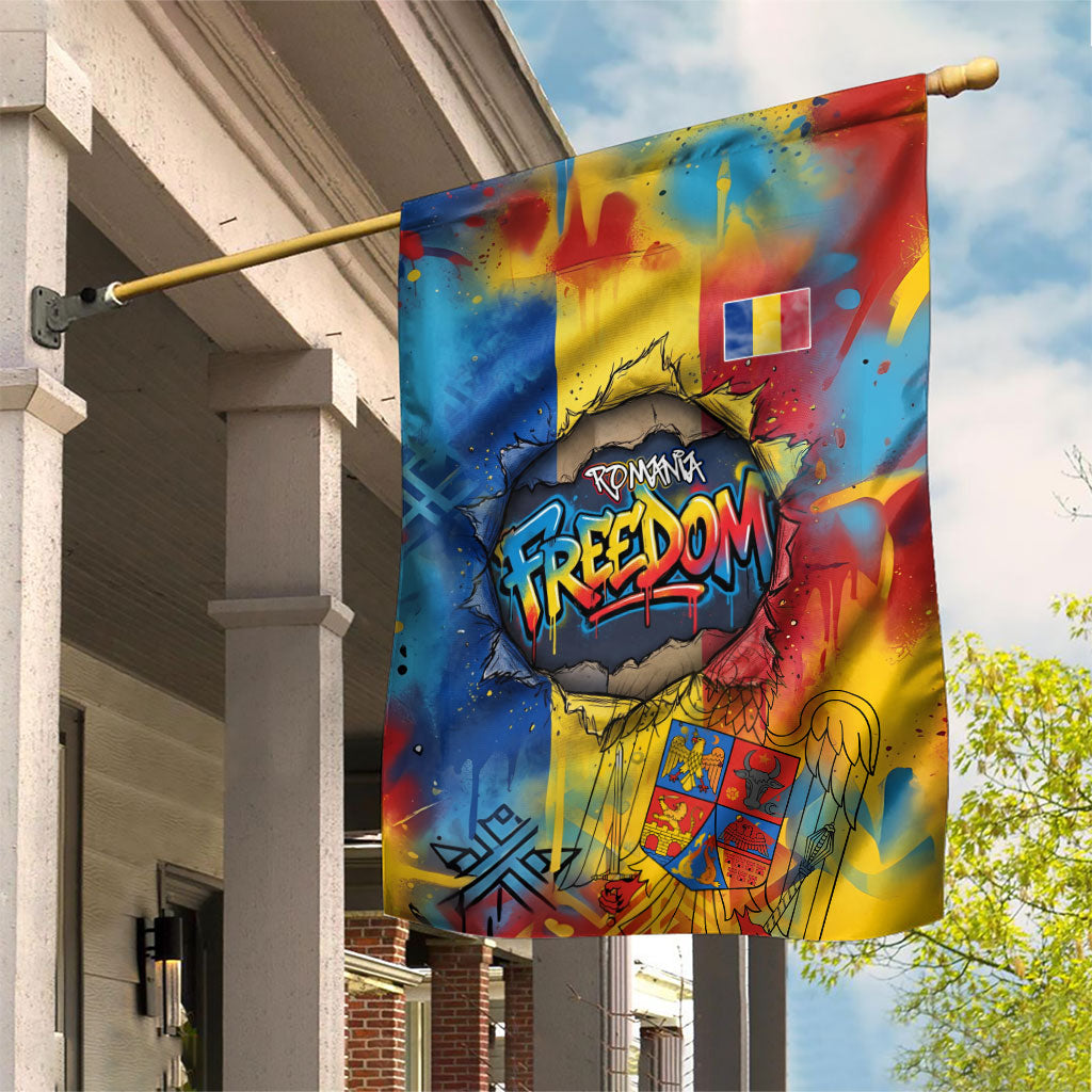 Romania Freedom Garden Flag Flag Day June 26 - Raised Fist - Graffiti Style