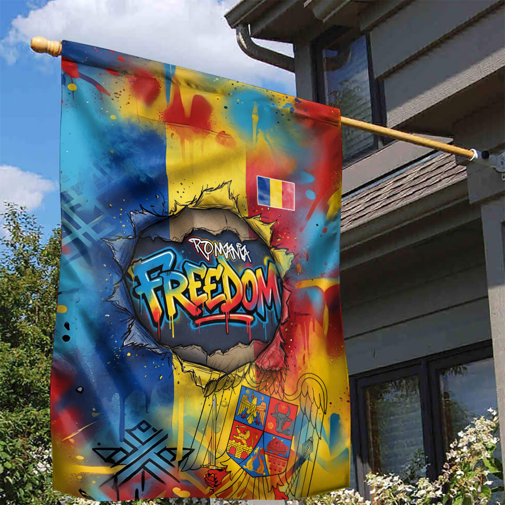 Romania Freedom Garden Flag Flag Day June 26 - Raised Fist - Graffiti Style