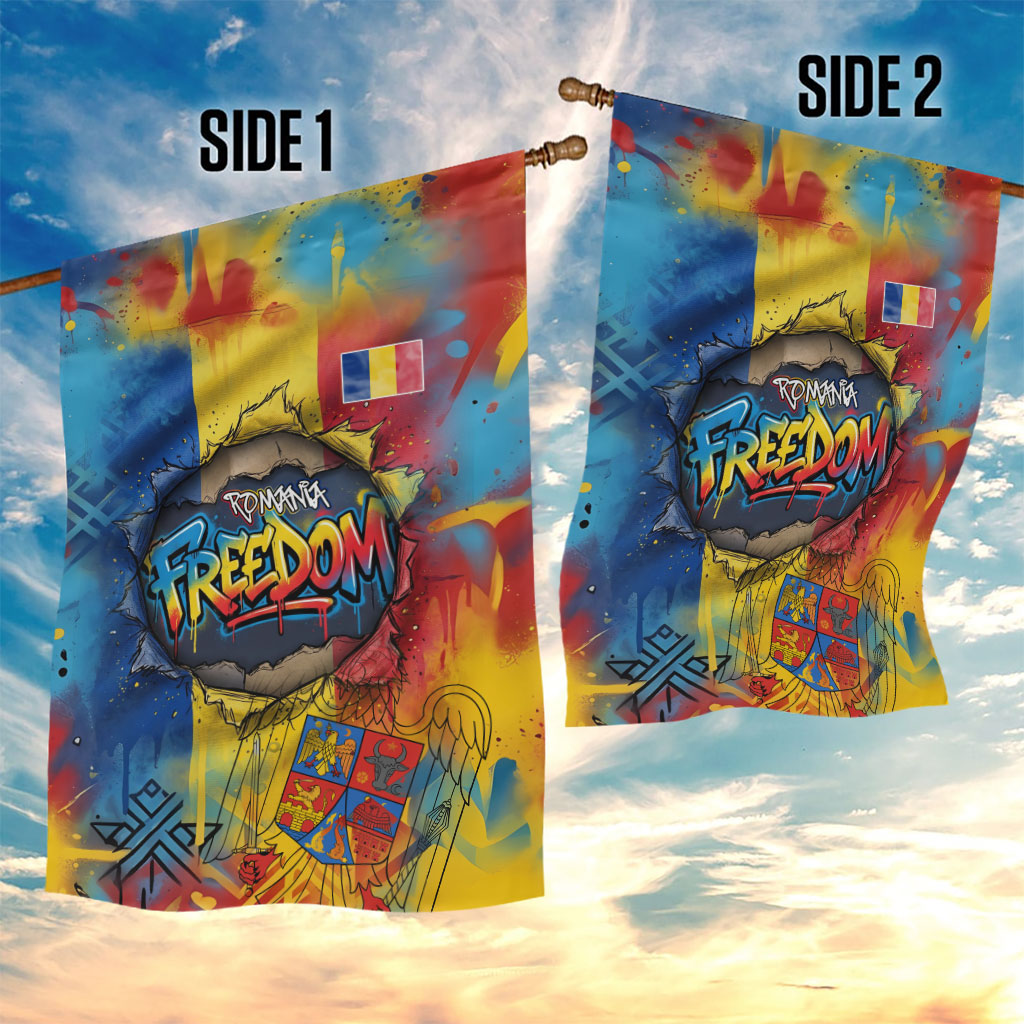Romania Freedom Garden Flag Flag Day June 26 - Raised Fist - Graffiti Style